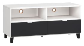Mobile TV Vacas 10 nero/bianco | Design moderno | Piedi in legno | 56 x 120 x 47 cm