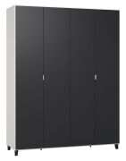 Armadio ante battenti Vacas 15 | Bianco/Nero | 239 x 185 x 57 cm | Design moderno, LED, Soft Close