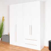 Armadio guardaroba "Siumu" 28 | Ante battenti | Bianco lucido | 224 x 182 x 56 cm | Soft Close