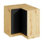 Pensile angolare da cucina "Matterhorn" 15, rovere Artisan/grigio, 2 ante, 2 scomparti, design senza maniglie, funzione "push-to-open", 79,3 x 79,3 x 82 cm