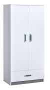 Armadio cameretta ante battenti Frank 01 | Bianco/Grigio | 189 x 90 x 50 cm | Design moderno e funzionale