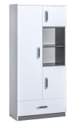 Armadio cameretta ante battenti Frank 03 | Bianco/Grigio | 189 x 90 x 40 cm | Design moderno