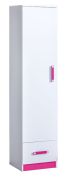 Armadio cameretta ante battenti Frank 05 | Bianco e rosa | 189 x 45 x 40 cm | Design moderno e funzionale