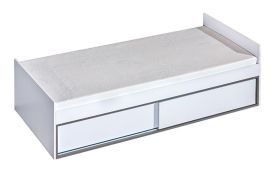 Letto singolo Frank 13 con rete a doghe | Bianco/Grigio | 90 x 200 cm | Design moderno per cameretta