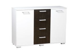 Cassettiera Tandil 21 | Bianco/Wengé | 2 ante e 4 cassetti | 87 x 120 x 41 cm | Design moderno e stabile