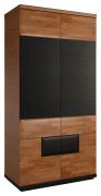 Armadio battente Postira 36 | Noce e nero | Parzialmente massello | 210 x 102 x 62 cm