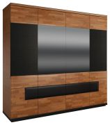 Armadio battente Postira 38 | Noce e nero, parzialmente massello | 210 x 224 x 62 cm