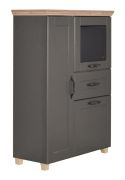 Vetrinetta moderna Cuenca 02 | Rovere e grigio | 132 x 95 x 39 cm | Design elegante e stabile