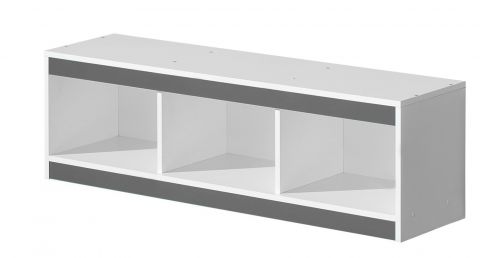 Cameretta - Mensola "Walter" 10, bianco / grigio lucido - 41 x 120 x 32 cm (h x l x p)