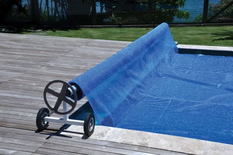 Arrotolatore mobile per copertura estiva per piscina in legno Sunnydream 3,30-6,60 metri