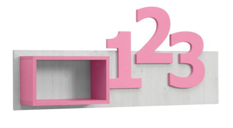 Cameretta - Mensola "Luis" 02, rovere bianco / rosa - 54 x 120 x 22 cm (h x l x p)