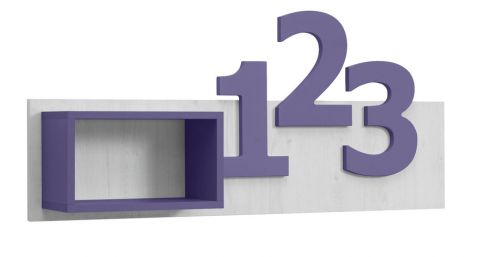 Cameretta - Mensola "Luis" 02, rovere bianco / viola - 54 x 120 x 22 cm (h x l x p)
