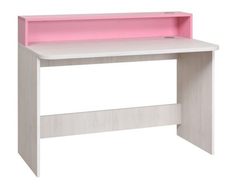 Cameretta - Scrivania "Luis" 04, rovere bianco / rosa - 93 x 120 x 60 cm (h x l x p)
