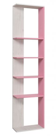 Cameretta - Scaffale "Luis" 07, rovere bianco / rosa - 218 x 50 x 22 cm (h x l x p)