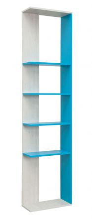 Cameretta - Scaffale "Luis" 07, rovere bianco / blu - 218 x 50 x 22 cm (h x l x p)