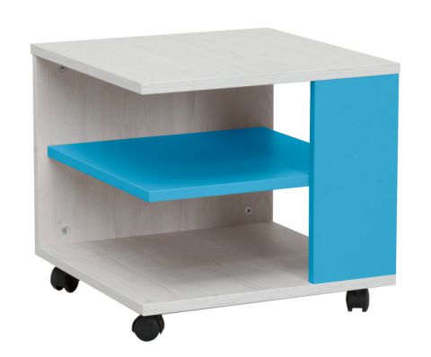 Cameretta - Tavolino "Luis" 09, rovere bianco / blu - 45 x 45 x 43 cm (l x p x h)
