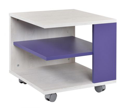 Cameretta - Tavolino "Luis" 09, rovere bianco / viola - 45 x 45 x 43 cm (l x p x h)