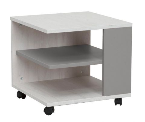 Cameretta - Tavolino "Luis" 09, rovere bianco / grigio - 45 x 45 x 43 cm (l x p x h)