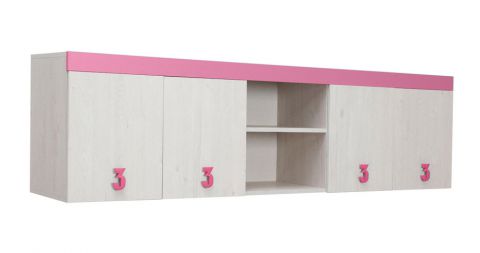 Cameretta - Scafalle Luis 14, rovere bianco / rosa - 58 x 205 x 42 cm (h x l x p)