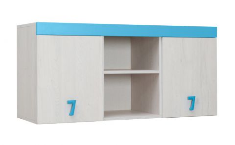 Cameretta - Pensile "Luis" 15, rovere bianco / blu - 58 x 120 x 42 cm (h x l x p)