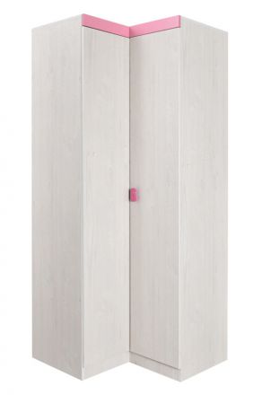 Cameretta - Armadio rettangolare Luis 22, rovere bianco / rosa - 218 x 91/93 x 52 cm (h x l x p)