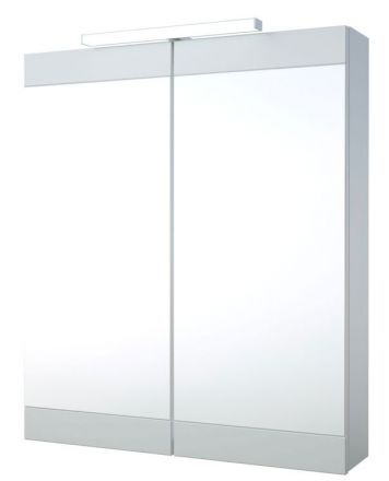 Bagno - Armadietto a specchio "Eluru" 02, bianco lucido - 70 x 60 x 14 cm (h x l x p)
