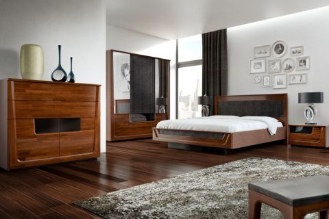 Camera da letto completa - Set K Lopar, 6 pezzi, parzialmente massello, noce / nero