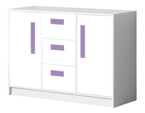 Cameretta - Cassettiera "Walter" 06, bianco lucido / viola - 85 x 120 x 40 cm (h x l x p)