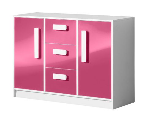 Cameretta - Cassettiera "Walter" 06, bianco / rosa lucido - 85 x 120 x 40 cm (h x l x p)