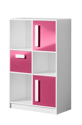 Cameretta - Cassettiera "Walter" 07, bianco / rosa lucido - 133 x 80 x 40 cm (h x l x p)