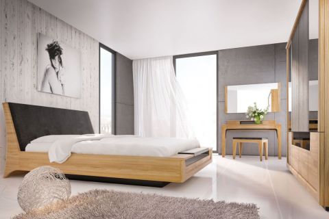 Camera da letto completa - Set M Topusko, 6 pezzi, parzialmente massello, rovere / nero