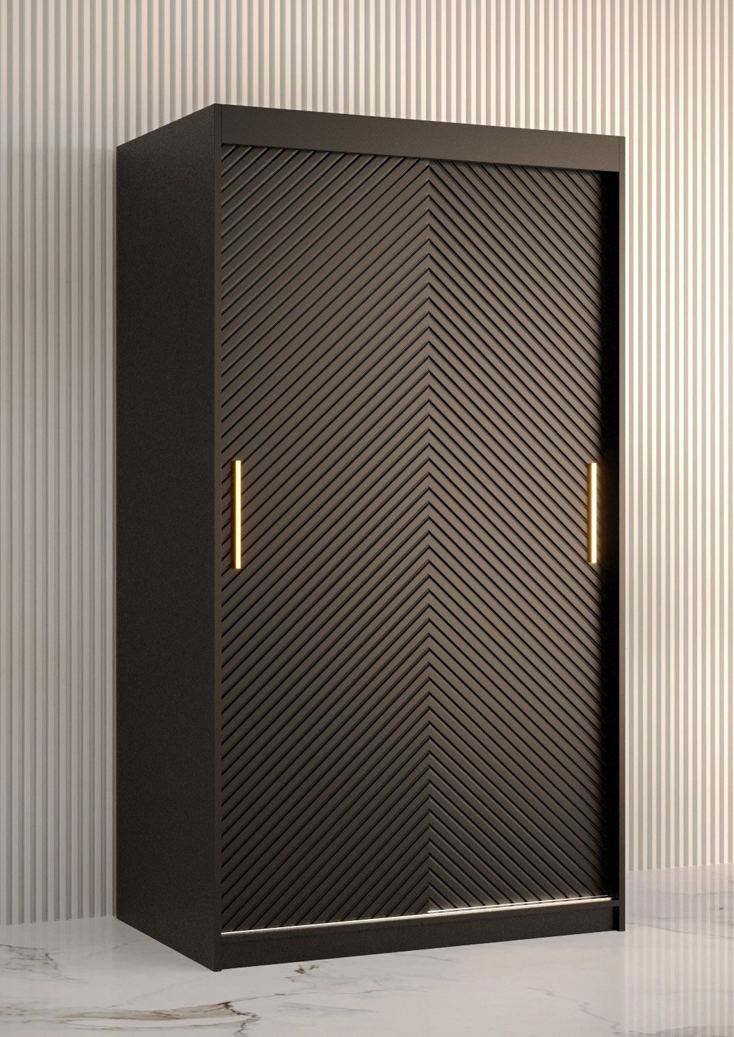 Armadio semplice spazioso Balmenhorn 04, nero opaco - 200 x 100 x 62 cm (h x l x p), 5 scomparti e 2 barre appendiabiti