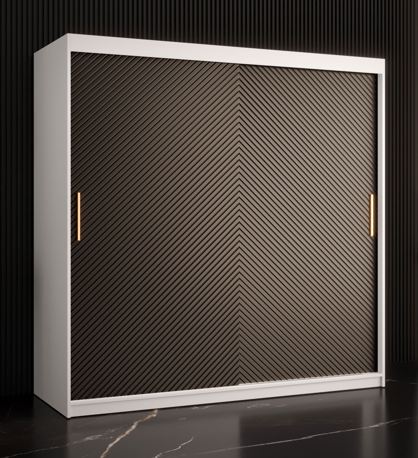 Elegante Armadio 10 scomparti Balmenhorn 14, bianco opaco / nero opaco - 200 x 180 x 62 cm (h x l x p), spazioso 