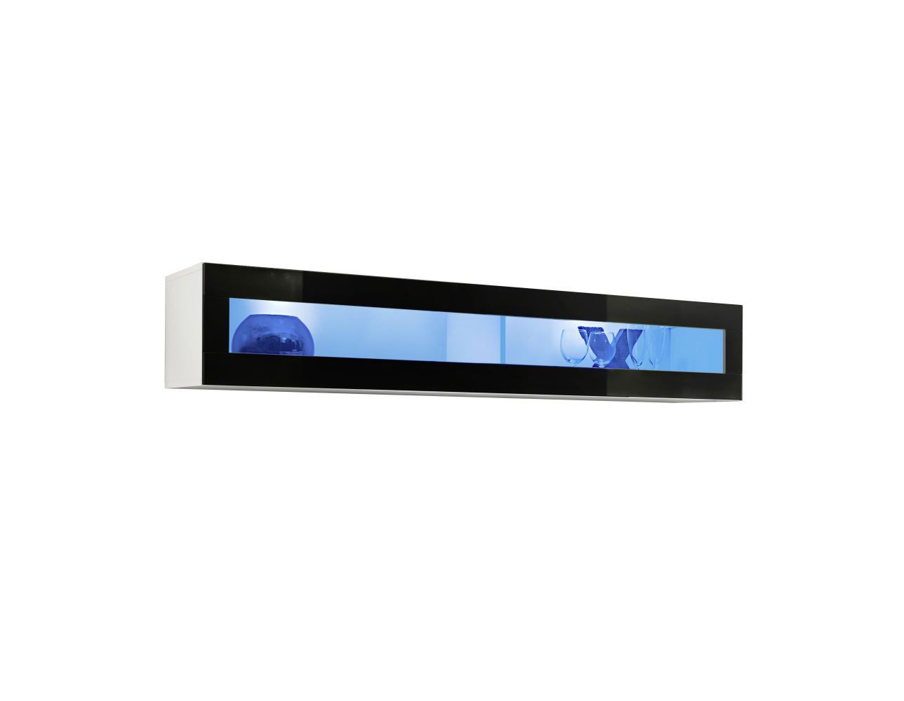 Armadio a muro con due scomparti Raudberg 38, colore: bianco / nero - Dimensioni: 30 x 160 x 29 cm (A x L x P), con illuminazione LED blu