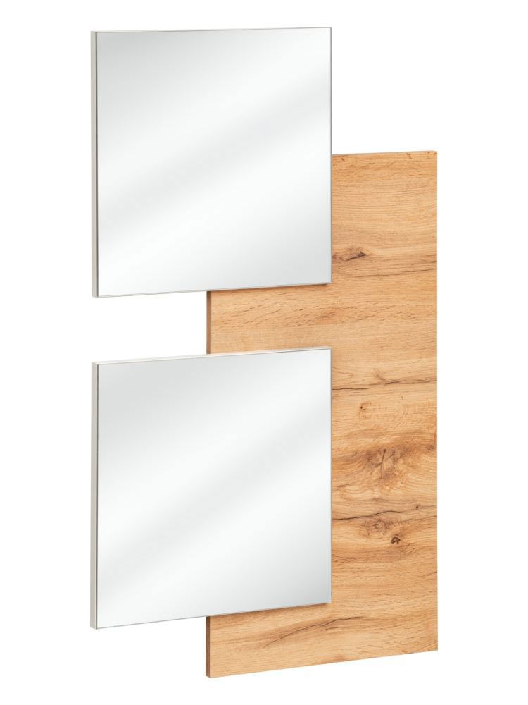 Pannello a parete con due specchi Pollestad 06, colore: rovere Wotan - Dimensioni: 100 x 60 x 4 cm (A x L x P)