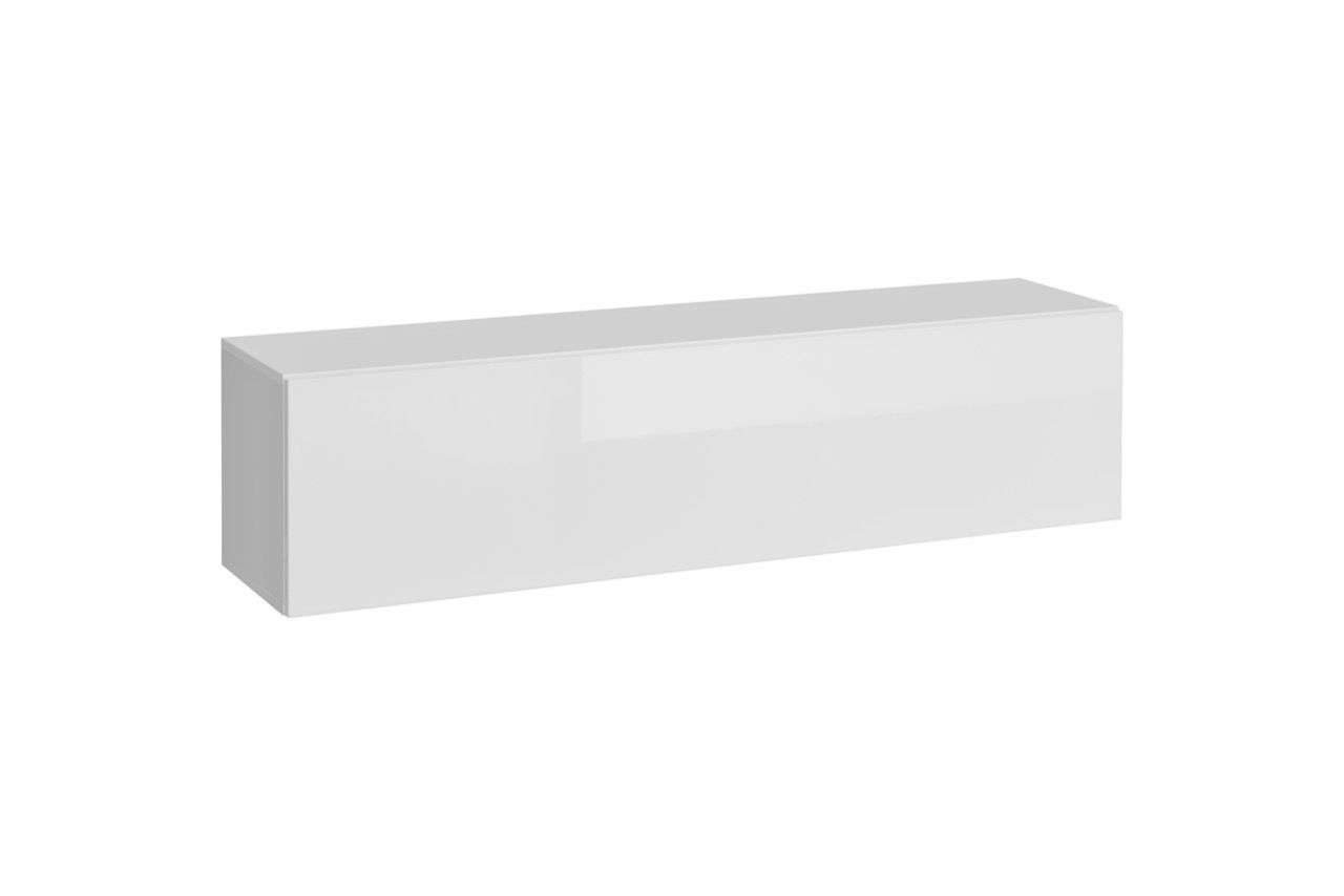 Pensile con funzione di apertura a pressione Trengereid 12, colore: bianco - Dimensioni: 35 x 140 x 32 cm (A x L x P), con due scomparti