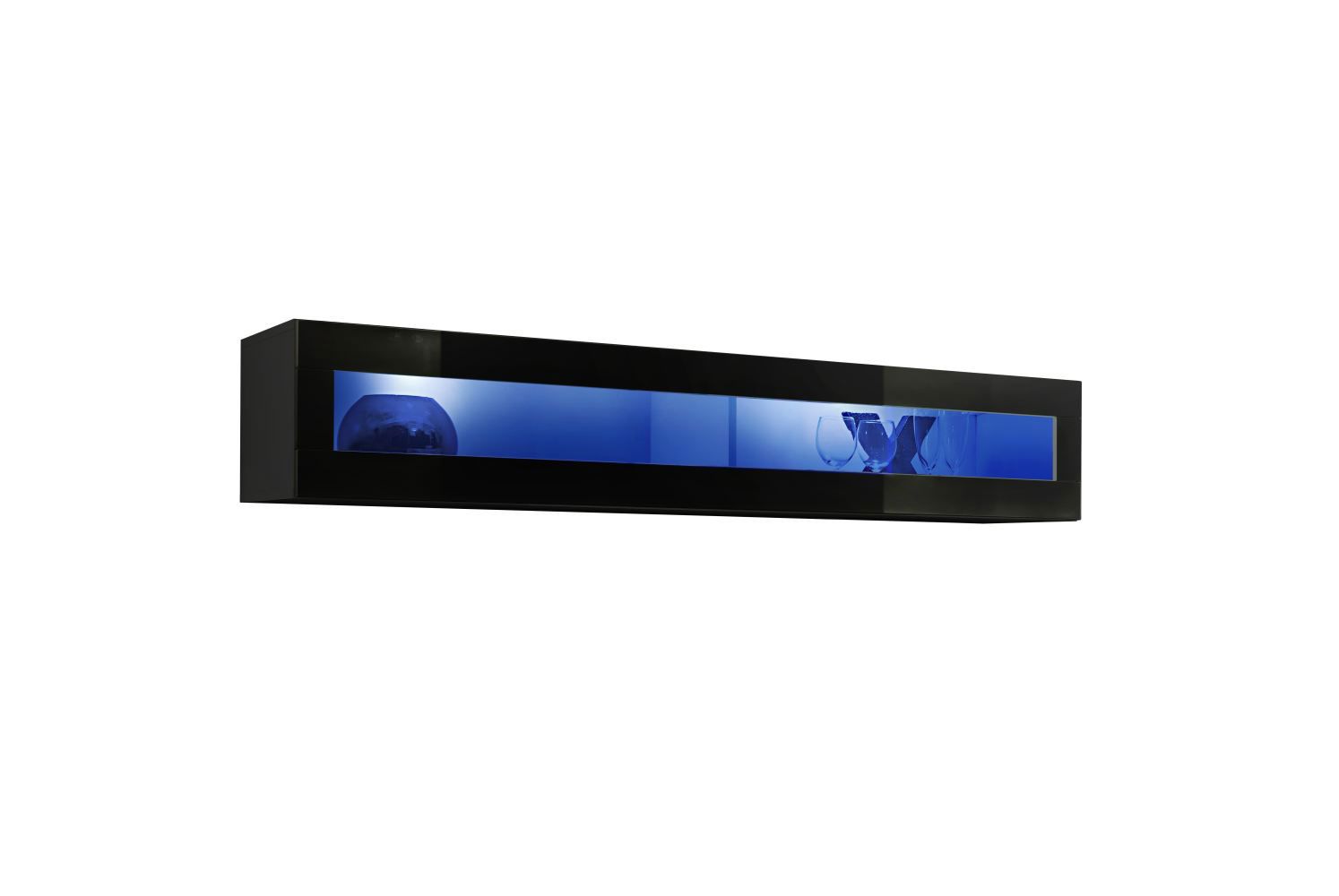 Elegante pensile Raudberg 40, colore: nero - Dimensioni: 30 x 160 x 29 cm (A x L x P), con illuminazione LED blu