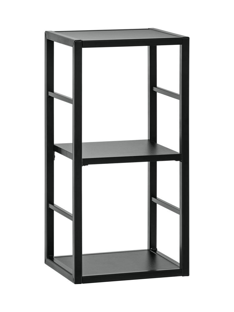 Libreria in metallo Nodeland 04, colore: nero - Dimensioni: 60 x 30 x 25 cm (A x L x P), con due ripiani