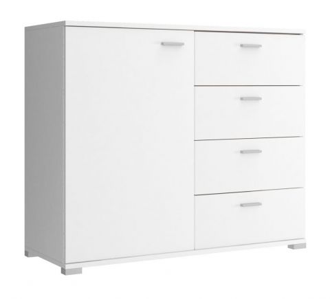 Elegante cassettiera con quattro cassetti Lowestoft 04, colore: Bianco - Dimensioni: 85 x 100 x 40 cm (A x L x P)
