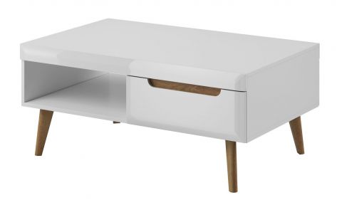 Tavolino dal design semplice Cathcart 02, colore: Rovere Riviera / Bianco - Dimensioni: 46 x 107 x 67 cm (A x L x P)