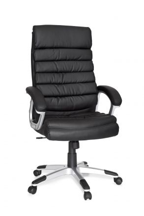 Sedia da ufficio Apolo 02, colore: nero, schienale extra alto e abbondantemente imbottito