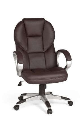 Sedia da scrivania XL Apolo 40, colore: marrone / aspetto alluminio, meccanismo di inclinazione regolabile in base al peso corporeo