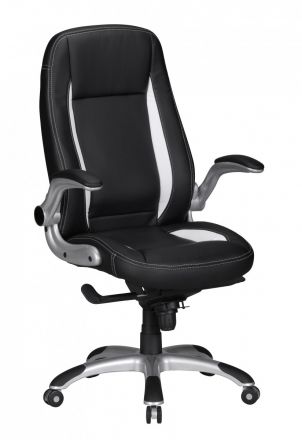 Sedia da ufficio comfort Apolo 50, colore: nero / bianco, dal design sportivo