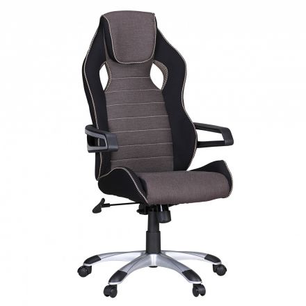 Sedia girevole ergonomica per ufficio Apolo 53, colore: nero / grigio / bianco, schienale con rivestimento traspirante
