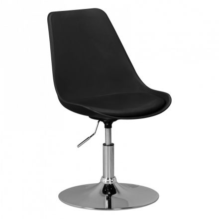 Elegante sedia girevole con seduta a guscio Apolo 128, colore: bianco / cromo, seduta girevole a 360° e regolabile in altezza