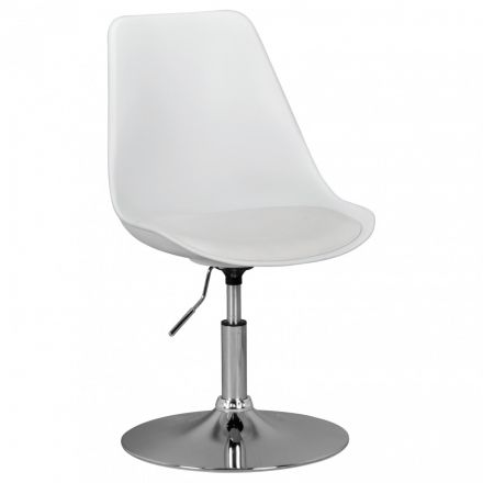 Sedia girevole con sedile a guscio Apolo 129, colore: bianco/cromo, sedile con aspetto in pelle