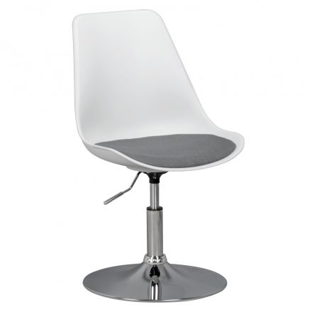 Sedia girevole Design Shell Apolo 130, colore: bianco / grigio / cromo, sedile girevole a 360° e regolabile in altezza