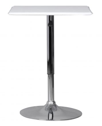 Tavolo bar di design Apolo 135, colore: bianco / cromo, in pelle - Dimensioni: 63 x 63 cm (L x P)