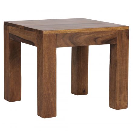 Tavolino in legno massiccio di Sheesham Apolo 152, colore: Sheesham tinto - Dimensioni: 40 x 45 x 45 cm (A x L x P)