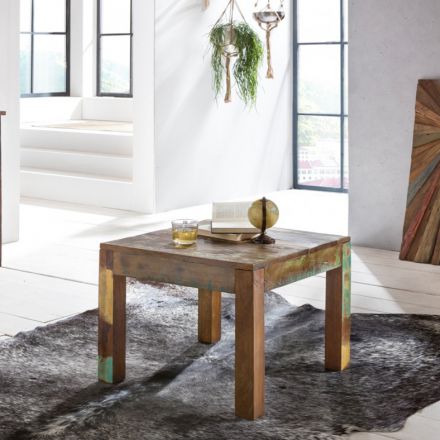 Tavolo quadrato da soggiorno, legno massiccio, colore: mango - Dimensioni: 60 x 60 cm (L x P)